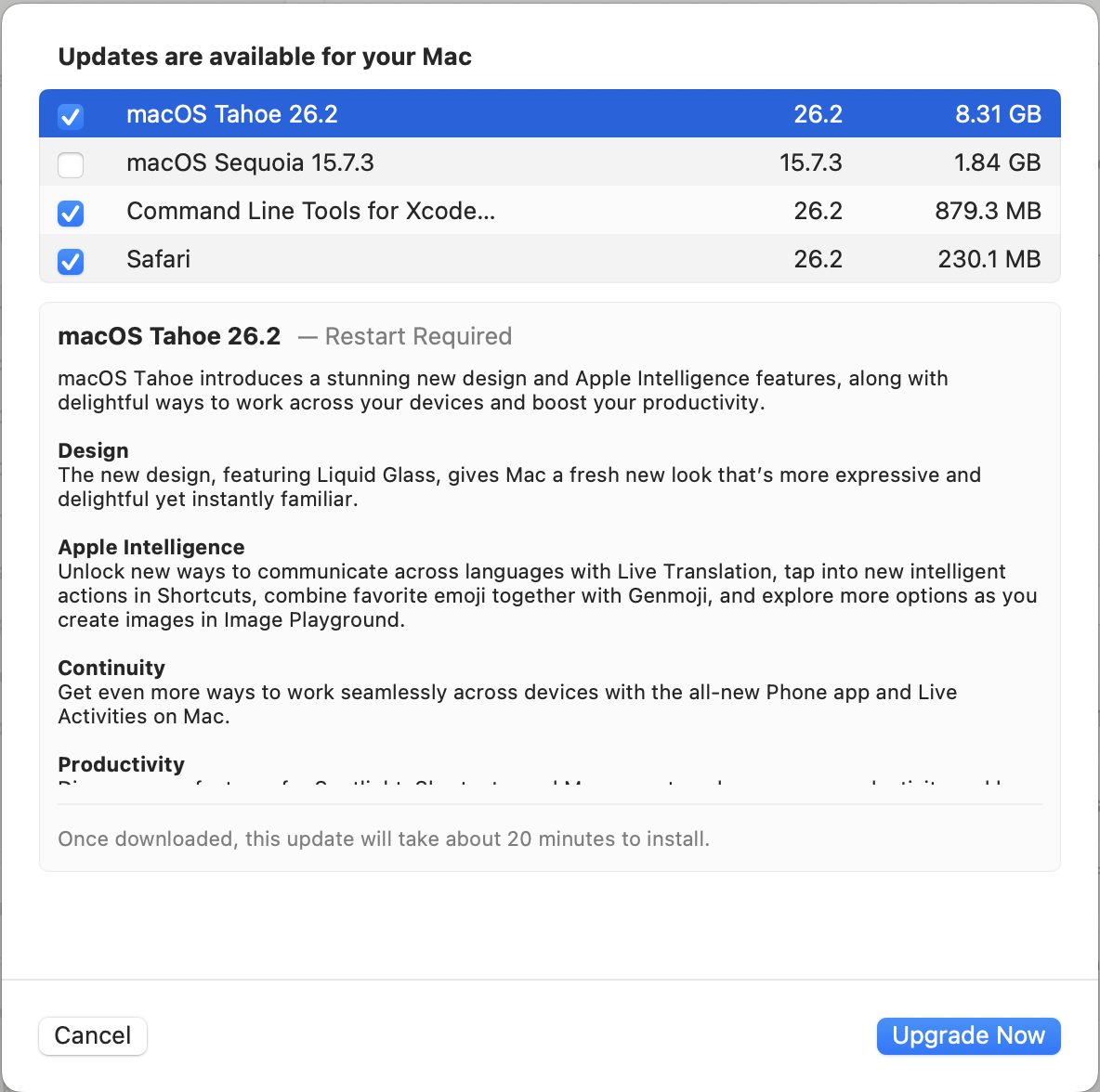 updateSelection