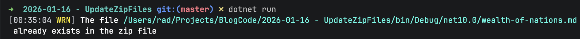 alreadyExistsOutput